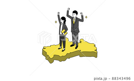 山口県の地図の上に立つ笑顔のビジネスパーソン、3Dイラスト、ベクターイラストレーション 山口県の地図の上に立つ笑顔のビジネスパーソン、3Dイラスト、ベクターイラストレーション 88343496