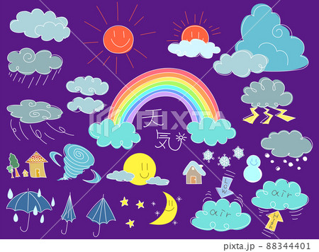 お天気セット_白線 88344401