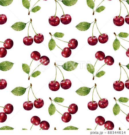 Seamless pattern with watercolor cherry isolated on white background. Seamless pattern with watercolor cherry isolated on white background. 88344614