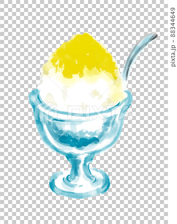 かき氷の手描き和風イラスト レモン かき氷の手描き和風イラスト レモン 88344649