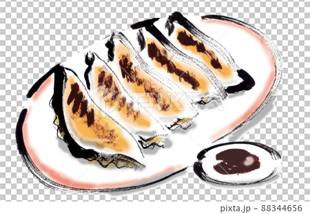 Hand-painted Japanese-style illustration of dumplings 88344656