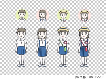 夏季校服男女幼兒園兒童插畫素材 夏季校服男女幼兒園兒童插畫素材 88345549