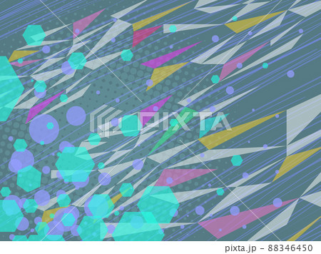 multicolored triangles abstract background 80e style, bright vintage retro illustration 88346450