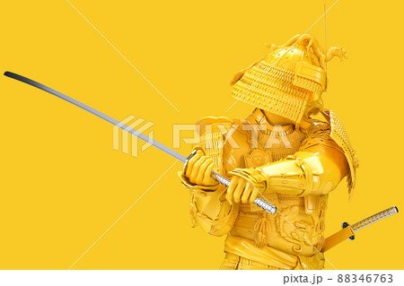 Close-up of fighting Samurai in full armor. 3D rendering 88346763