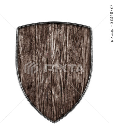 Old wooden shield isolated on white background 88348737
