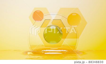 3d render of simple chemical bond in side cell or molecules. The associated of atoms, ions, bond and molecules. Liquid drop bubble background. Covalent bond. Biochemical interaction. 3d render of simple chemical bond in side cell or molecules. The associated of atoms, ions, bond and molecules. Liquid drop bubble background. Covalent bond. Biochemical interaction. 88348830