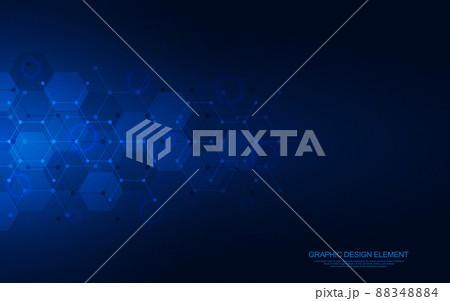 Abstract geometric background with hexagons pattern. The design element of hexagonal shape. Concepts and ideas for technology, science, and medicine. Vector illustration 88348884