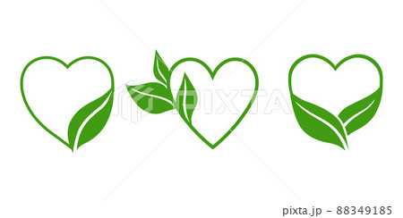 Icon of eco emblem heart set 88349185