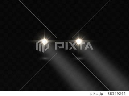 Car headlights. Auto glowing rays. Vector realistic effect. 88349245