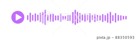 Voice message pictogram. Mobile messenger audio chat element with play icon and speech sound wave. Podcast, online radio, record sign 88350593