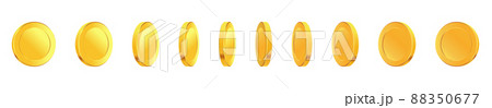 Set of rotating gold coins. 3d dollar coins. Golden money set. Set of rotating gold coins. 3d dollar coins. Golden money set. 88350677