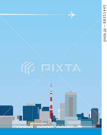 東京　東京タワー　都市風景　飛行機 88351445