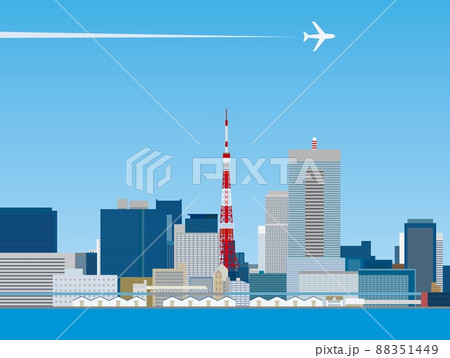 東京 東京タワー 都市風景 飛行機 東京 東京タワー 都市風景 飛行機 88351449