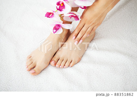 Legs of young woman with beautiful pedicure Legs of young woman with beautiful pedicure 88351862