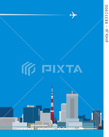 東京　東京タワー　都市風景　飛行機 88351900