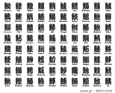 魚辺 漢字 判子　黒 88351938