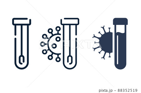Covid pcr test vector line icon. Corona virus covid19 tube test medical laboratory Covid pcr test vector line icon. Corona virus covid19 tube test medical laboratory 88352519