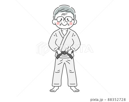 柔道着を着た、年配男性のイラスト 88352728