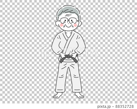 柔道着を着た、年配男性のイラスト 88352728