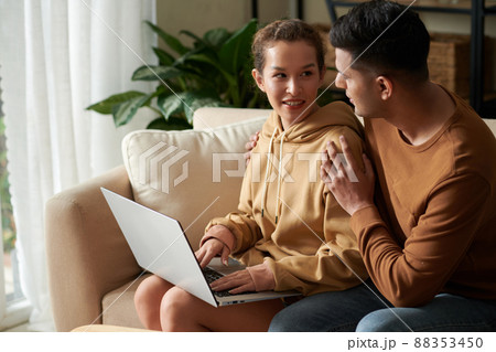 Couple Ordering Food Online Couple Ordering Food Online 88353450