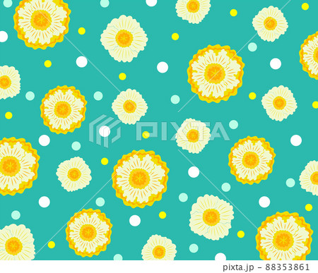 ポピーの花と水玉模様のレトロな背景イラストのイラスト素材 [88353861