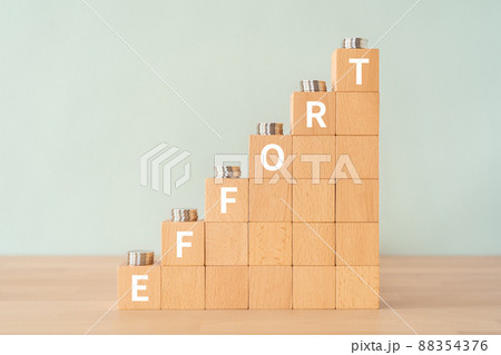 努力のイメージ｜「EFFORT」と書かれた積み木とコイン 88354376