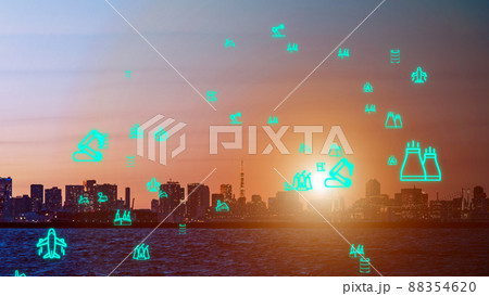 デジタルクラウド化によるデジタルトランスフォーメーションのイメージ　5Gサイバーセキュリティコンセプ 88354620