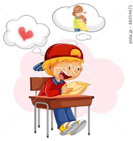 A kid reading book with speech bubble 88354672