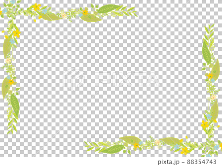 斯堪的納維亞風格可愛的黃綠色植物框架 88354743