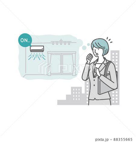 スマートホーム：エアコン_外出先で家のエアコンの消し忘れに気づく 88355665