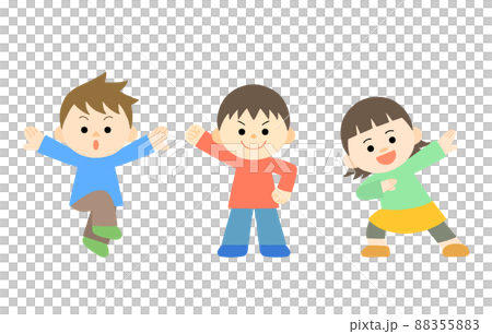 ヒーローポーズを決める子供たちのイラスト素材 8558