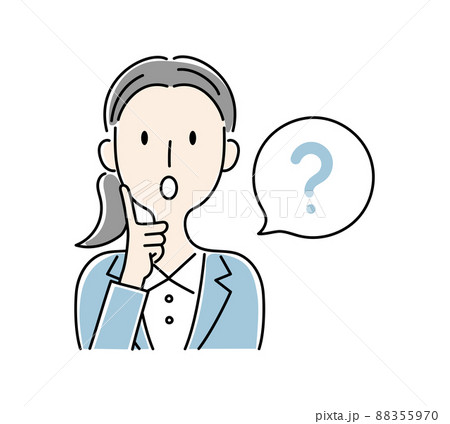 手描き風・疑問を感じる女性のベクターイラストセット 手描き風・疑問を感じる女性のベクターイラストセット 88355970