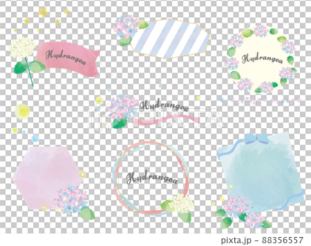 Watercolor hydrangea frame / heading set Watercolor hydrangea frame / heading set 88356557