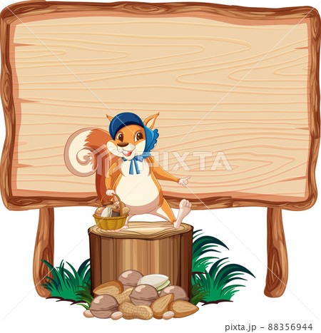 Squirrel with wooden sign banner 88356944
