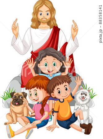 Jesus and children on white background 88358141