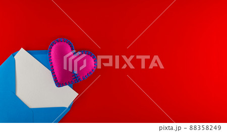 Envelope and handmade felt heart over re Envelope and handmade felt heart over re 88358249