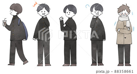 人物イラストセット_男子高生 88358661