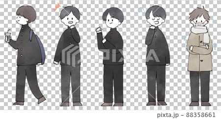 人物イラストセット_男子高生 88358661