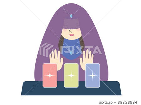 3択のカードと占い師 88358934
