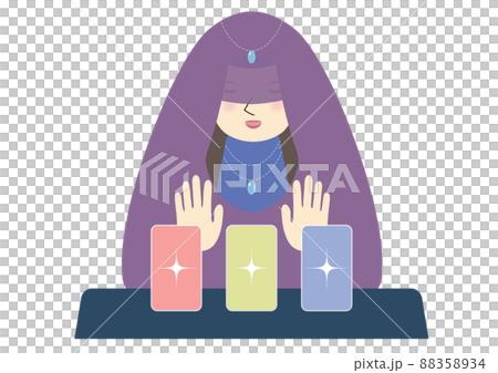 3択のカードと占い師 88358934
