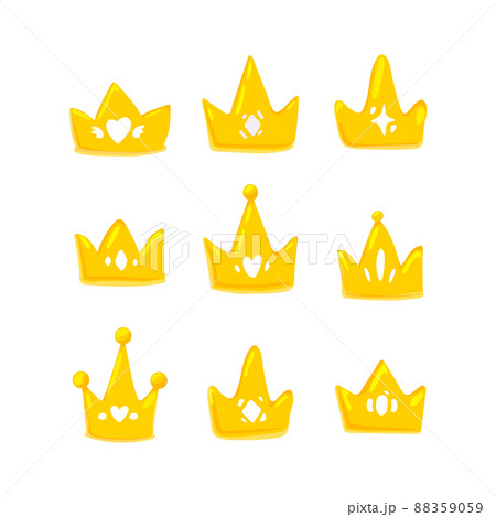 Set of different gold crowns in cartoon style,simple vector flat illustration Set of different gold crowns in cartoon style,simple vector flat illustration 88359059