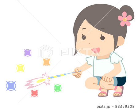 花火をする女の子のイラスト 88359208