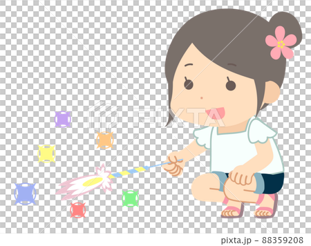 花火をする女の子のイラスト 88359208