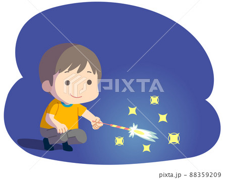 花火をする男の子のイラスト 88359209