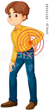 A man lower back suffering from ankylosing spondylitis 88359488