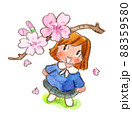 桜を見上げる女の子　園児 88359580