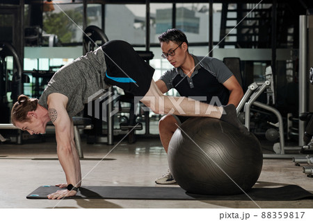 Man Practicing Handstand Man Practicing Handstand 88359817