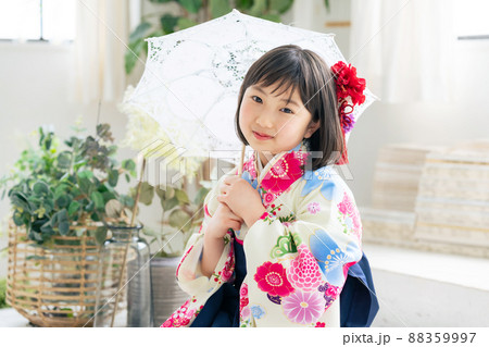 和服を着た女の子 記念写真 ハーフ成人式 七五三 写真館 和服を着た女の子 記念写真 ハーフ成人式 七五三 写真館 88359997