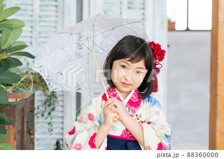 和服を着た女の子　記念写真　ハーフ成人式　七五三　写真館 88360000