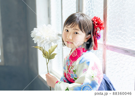 和服を着た女の子 記念写真 ハーフ成人式 七五三 写真館 和服を着た女の子 記念写真 ハーフ成人式 七五三 写真館 88360046